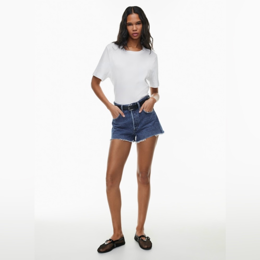 Adidas small jean shorts